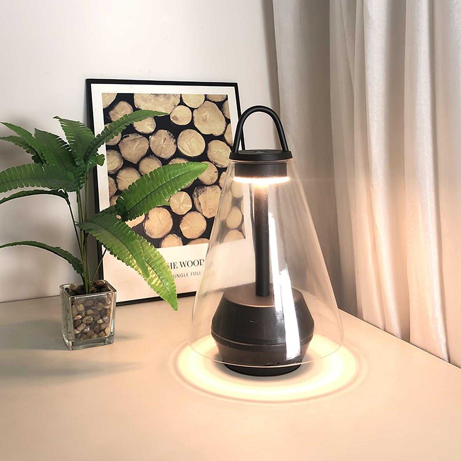 Table Lamp - Rechargeable Glass LED Light for Indoor Use