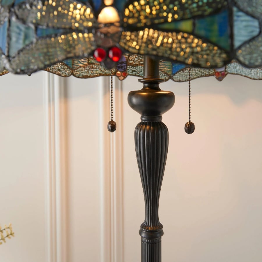 TiffStar Art Glass Floor Lamp with Ornamental Pattern Shade – Standing Light for Living Rooms