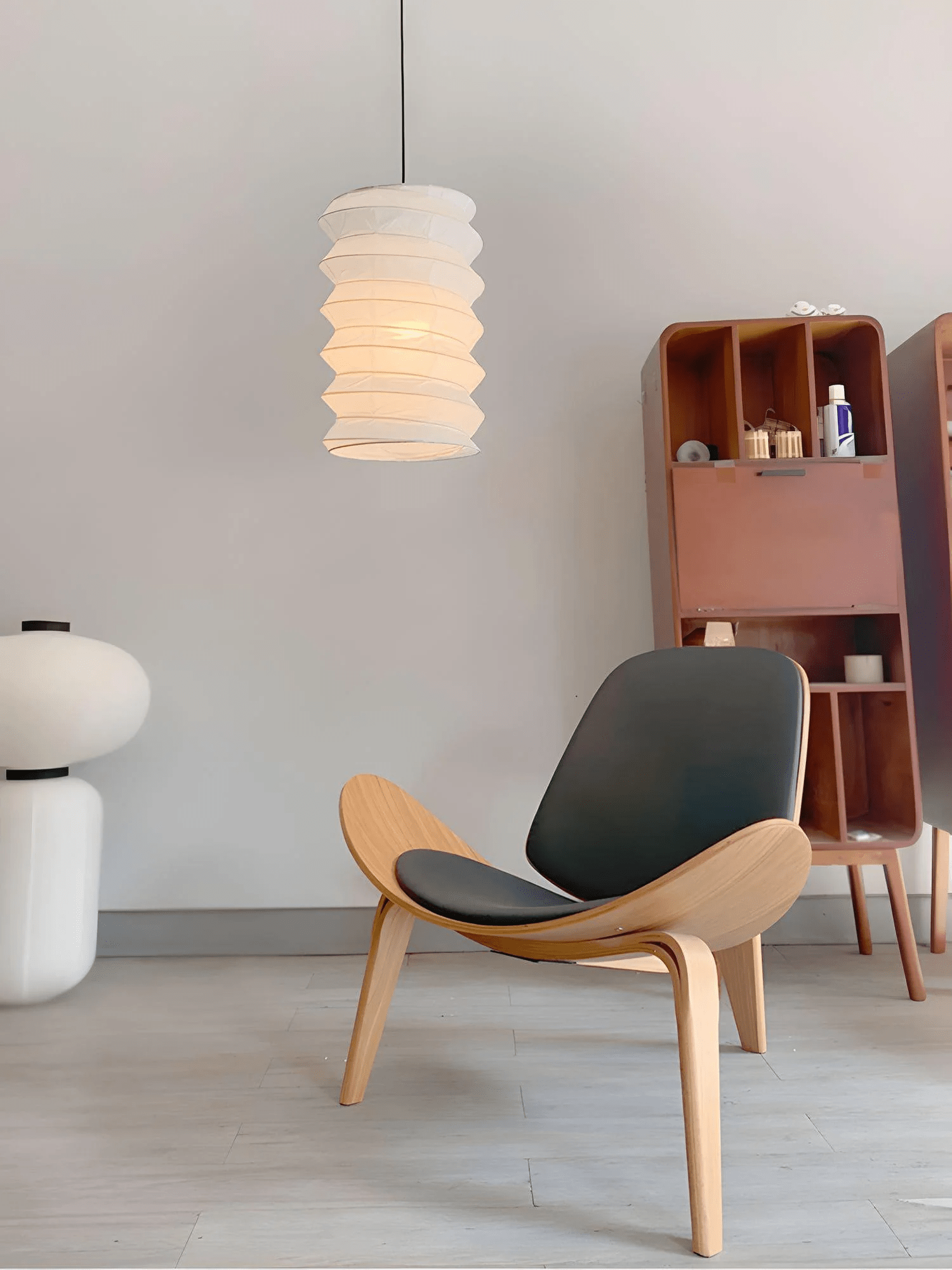 Washi Paper Pendant Lamp - Round Soft Glow for Minimalist Interiors
