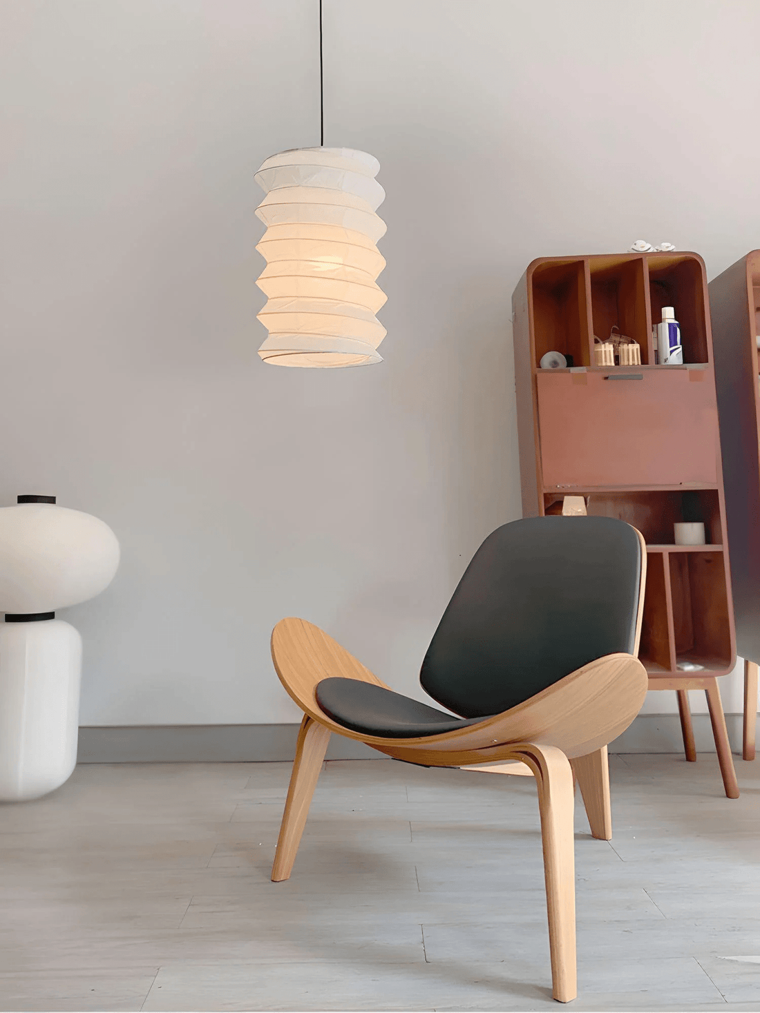 Washi-Papier-Pendelleuchte – rundes, sanftes Leuchten für minimalistische Innenräume