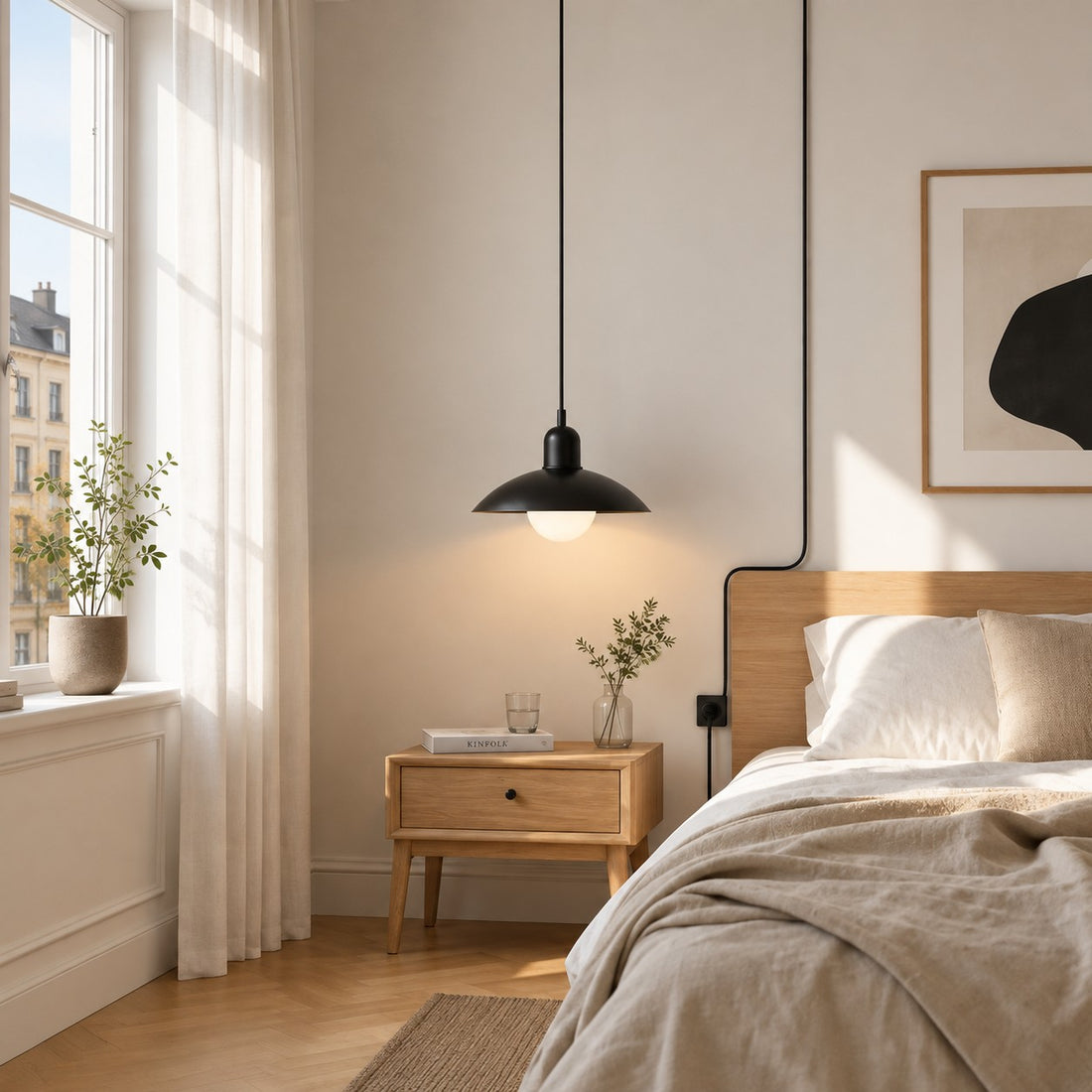 Pendelleuchte im Stil der Mid-Century-Bauhaus-Bewegung für das Esszimmer mit Stecker