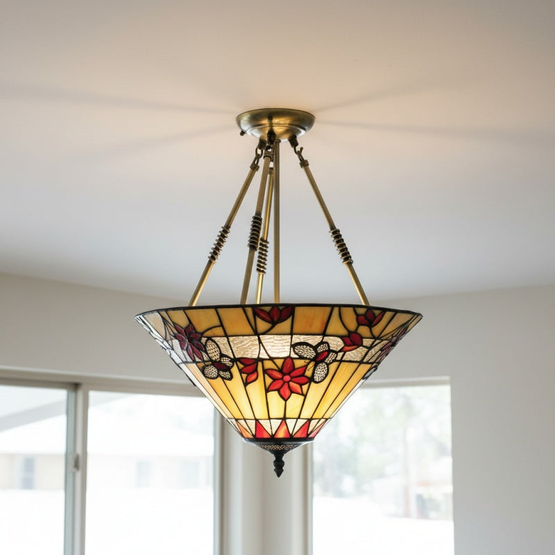 TF Butterfly Pendant Light – Stained Glass Pendant in Art Nouveau Style for Living Room