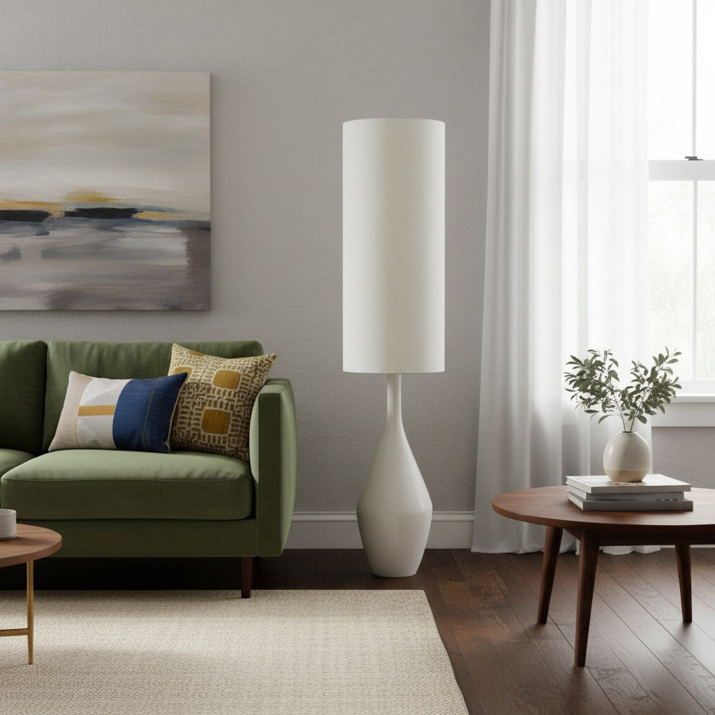 Lumera Organic Modern Ceramic Floor Lamp - Asymmetrical Sculptural Form and Ambient Lighting for Bedroom