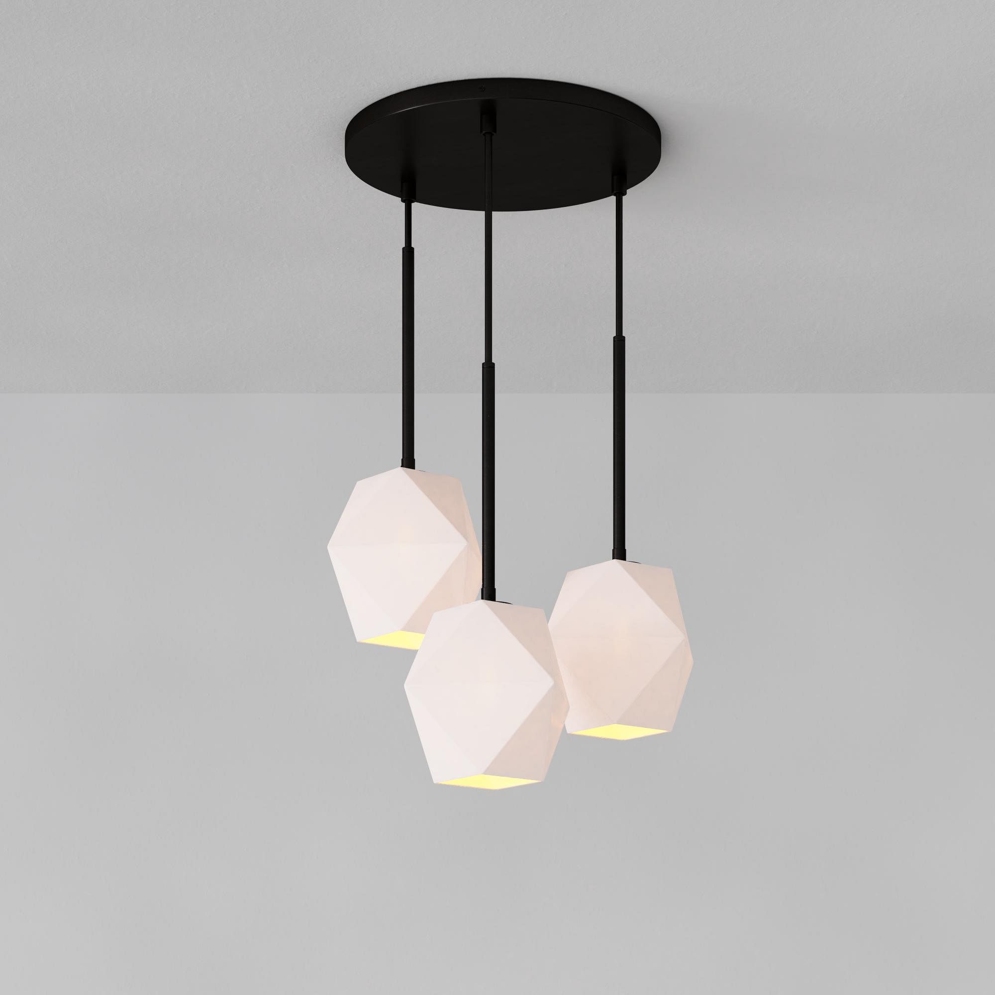 Talvior Sculptural Lighting - 3-Light Faceted Chandelier in Versatile Finishes | Explore Collection