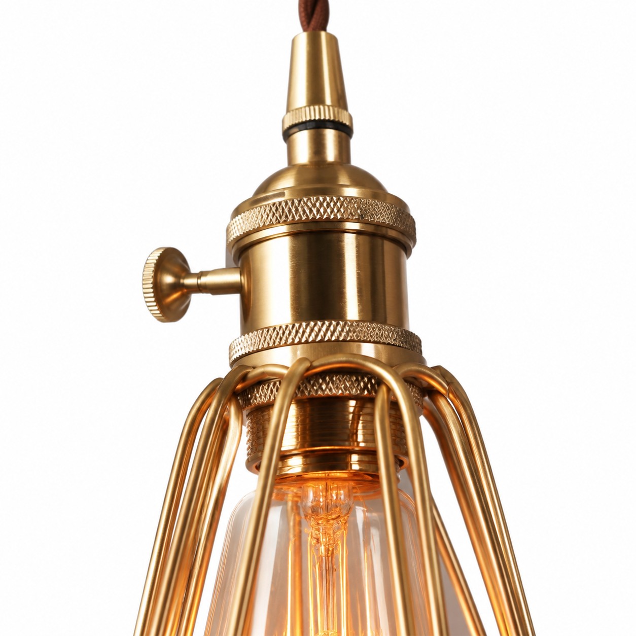Vintage Brass Cage Pendant Light