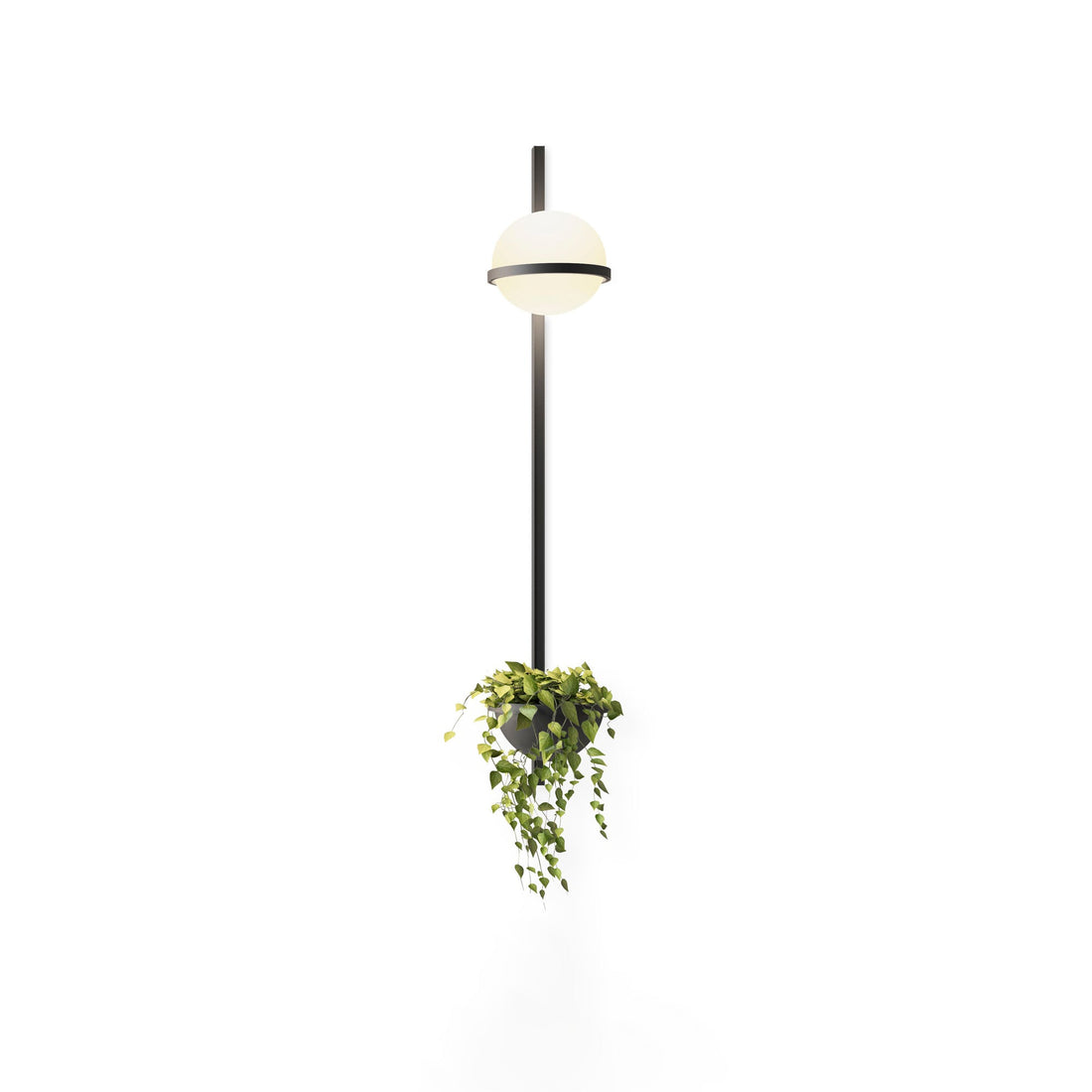 Modern Metal Wall Light - Black Frame Glowing Sphere Lamp for Garden