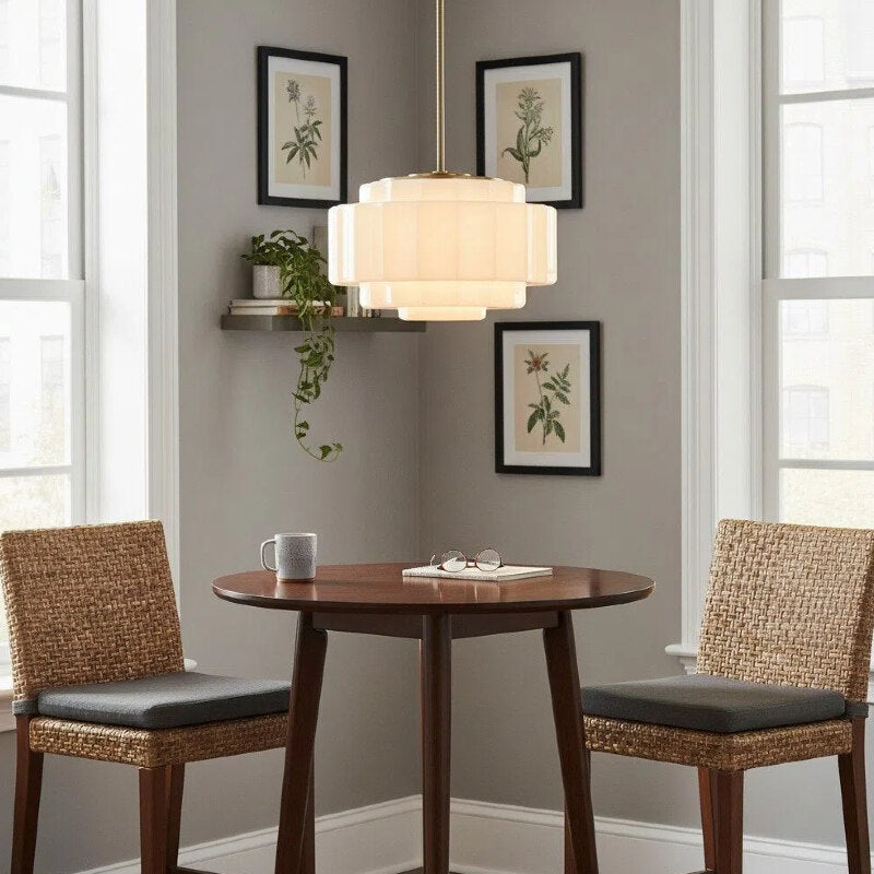 Vexrona Glass Pendant Lamp - Elegant Adjustable Metal Hanging Rod for Living Room and Bar