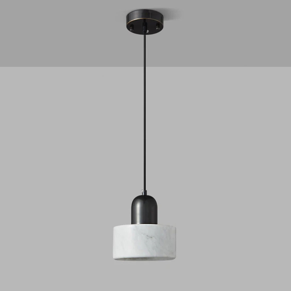 Modern Marble Pendant Lamp - Green Cylindrical Light for Dining Area