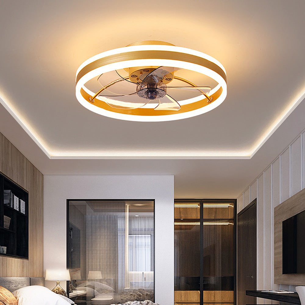 Ceiling Fan with Light – Round LED Modern Style for Bedroom Comfort