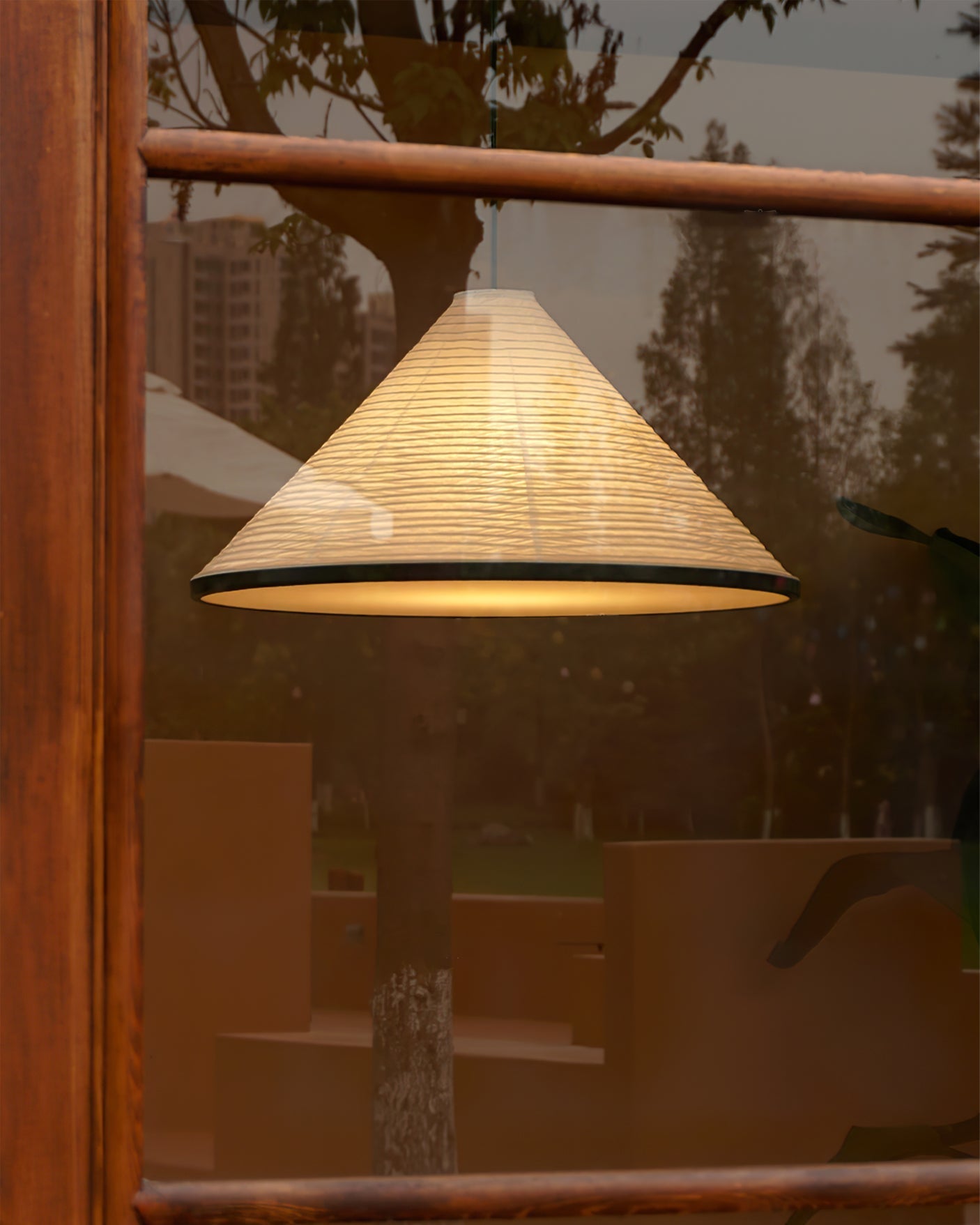 Washi Paper Pyramid Pendant Lamp - Handcrafted Light for Living Room