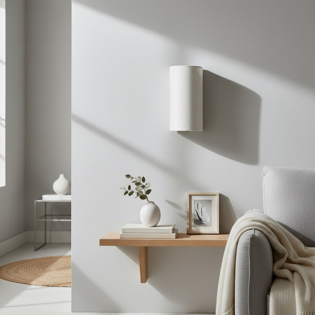Linbron Linen Wall Sconce Natural Fabric Shade Modern Wall Light for Bedroom