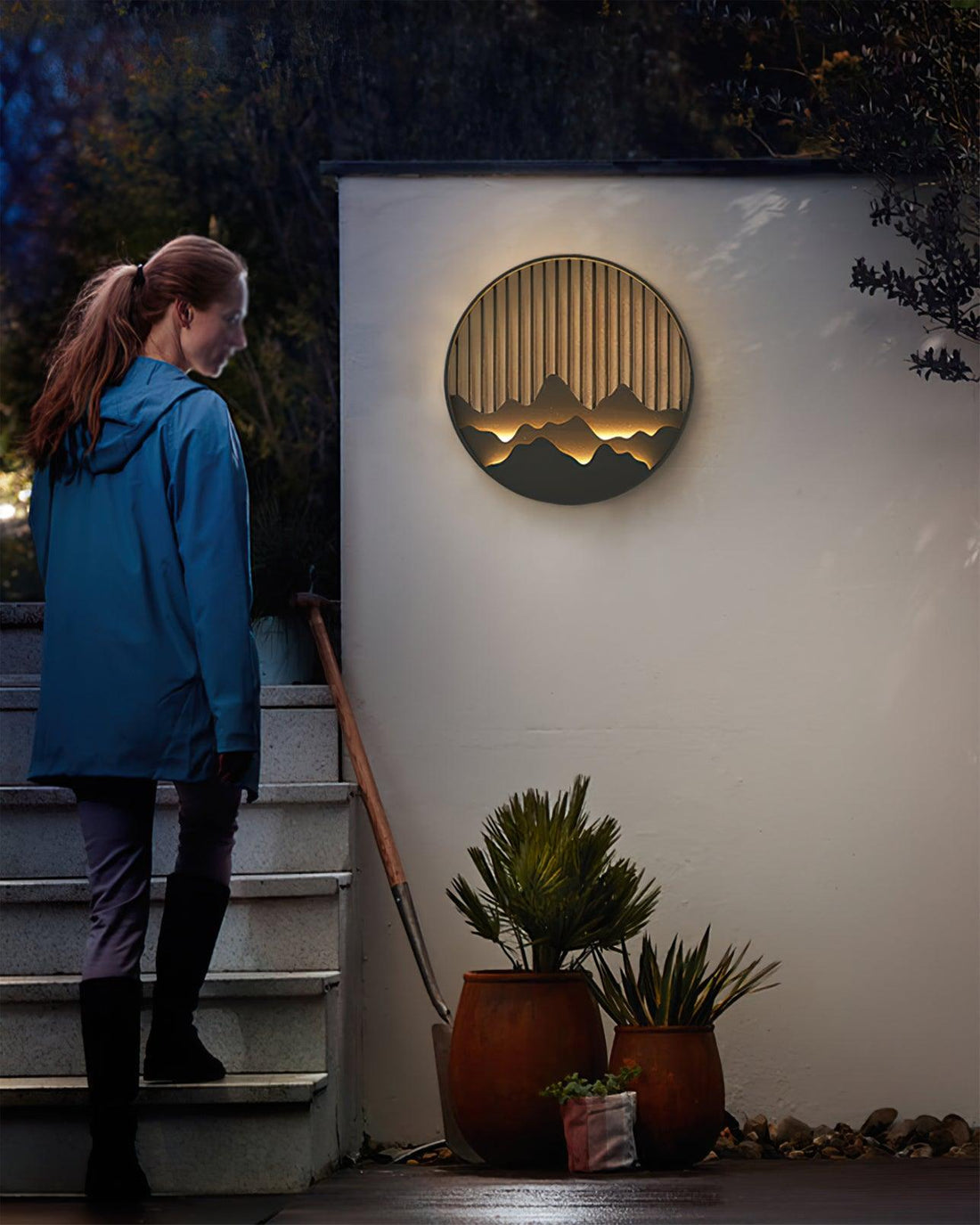 Mountain Outdoor Wall Lamp - Modern Circular Metal Light for Garden