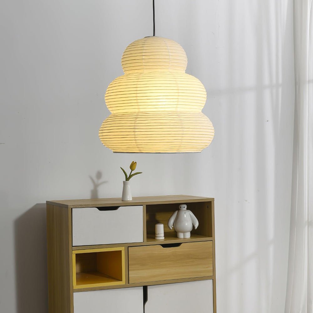 Beige Mulberry Paper Swag Pendant Light