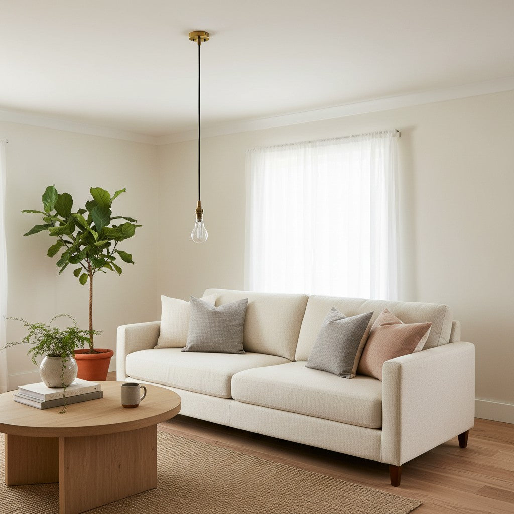 Plaitar Modern Brass Pendant Light - Minimalist Ceiling Fixture with Braided Cord for Hallways