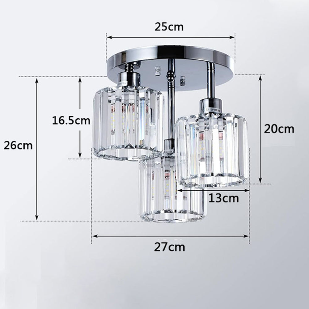 Modern Crystal Ceiling Light - Multi-head Semi Flush Mount for Bedroom
