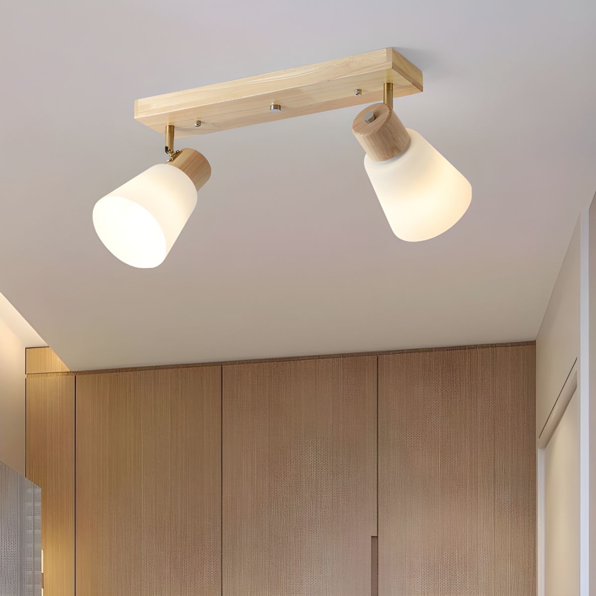 Wood Track Lighting - Modern Rotatable Minimalist Hallway Light