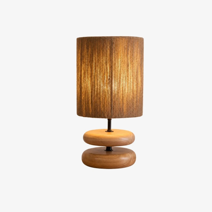 Wood color natural wabi sabi table lamp with hemp rope shade