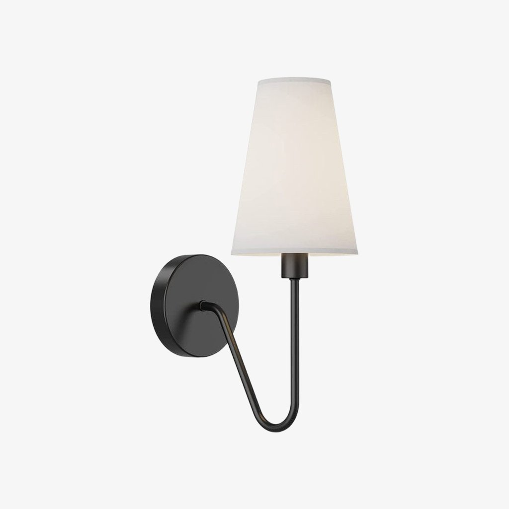 Arcuma Wandleuchte aus Metall im Vintage-Stil – handgefertigter Stoffschirm fürs Schlafzimmer