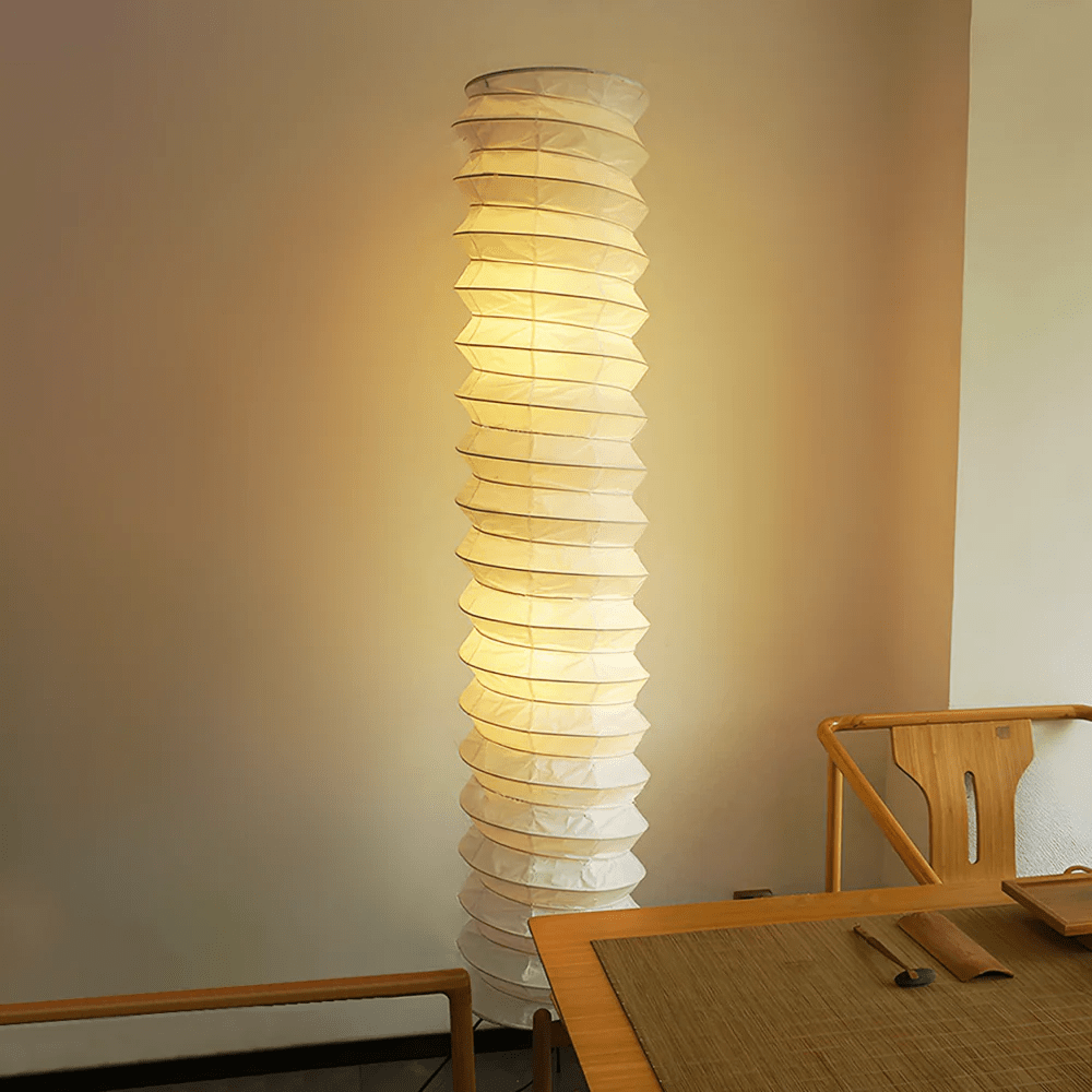 Stehlampe aus Washi-Papier – Japanische runde Leuchte für das Wohnzimmer