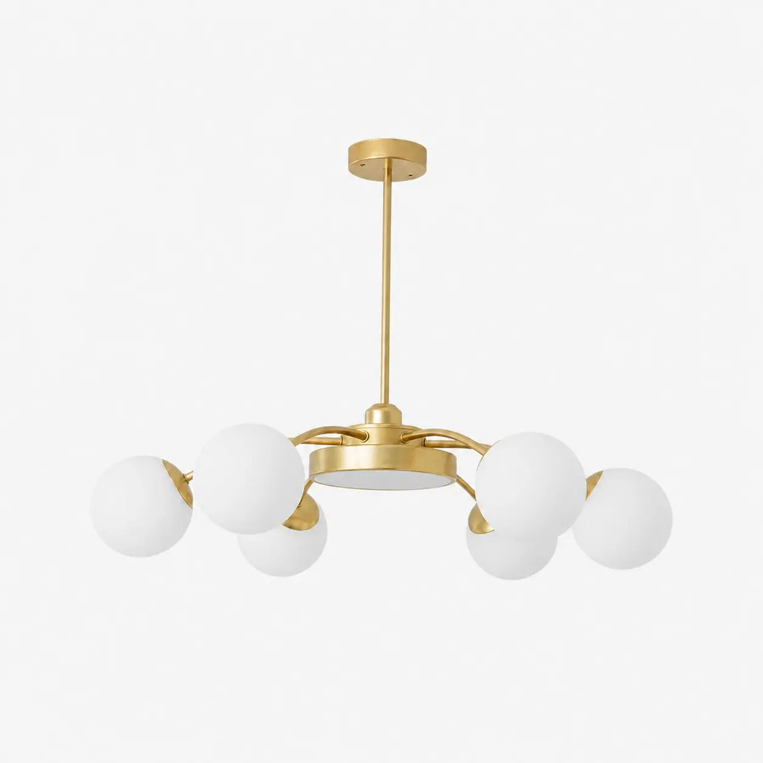 Modern milk glass chandelier with 6 lights in Gold