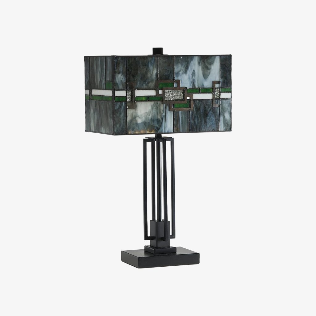 Culletto Stained-Glass Rectangular Table Lamp – Artisan Look for Bedrooms and Hallways