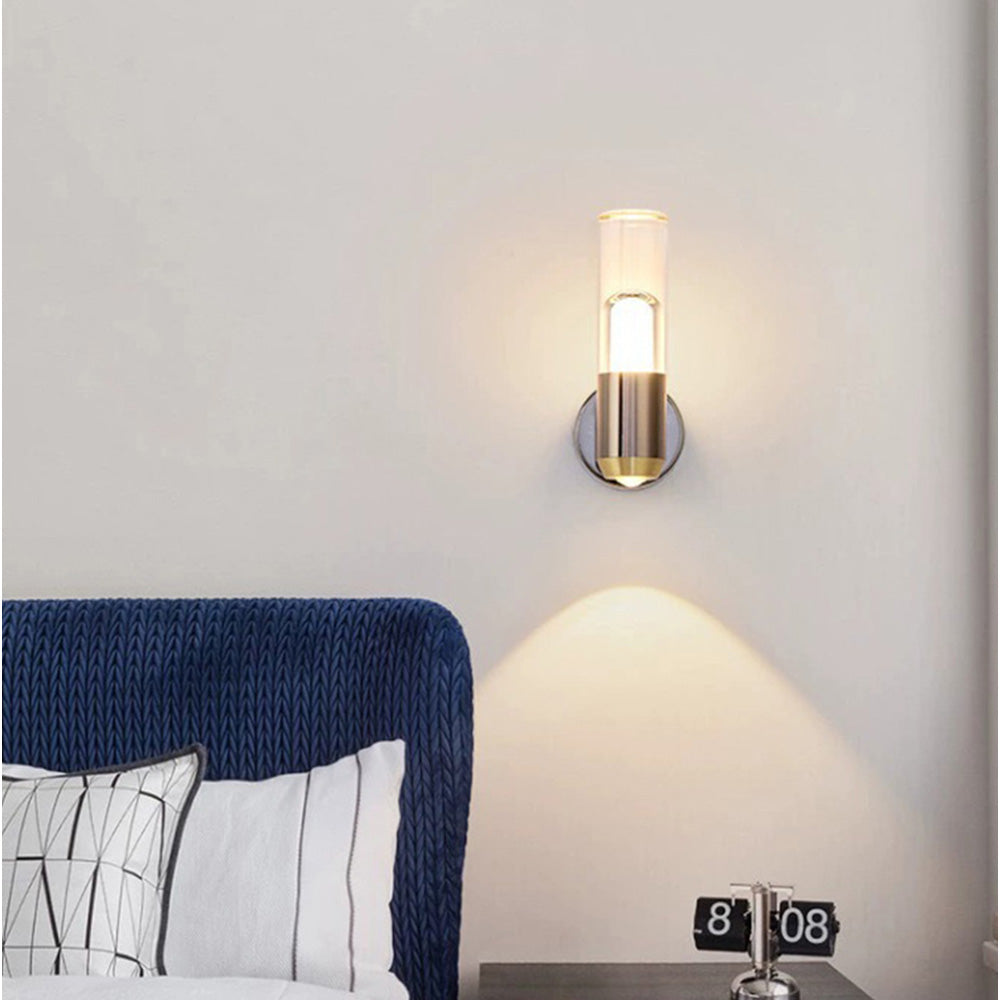 Cylinder Glass Sconce - Modern Clear Acrylic Wall Lamp for Entryway