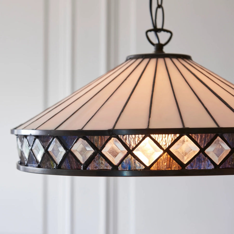 TF Fargo Pendant Light - Tiffany Style Lighting with an Art Deco Shade and Adjustable Chain