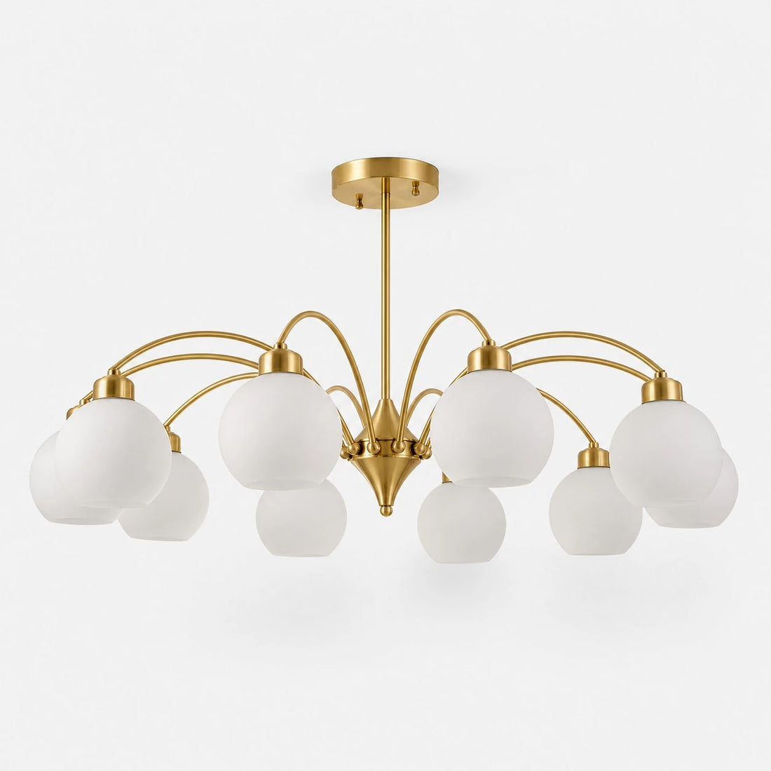 Solid brass 10-light glass globe chandelier