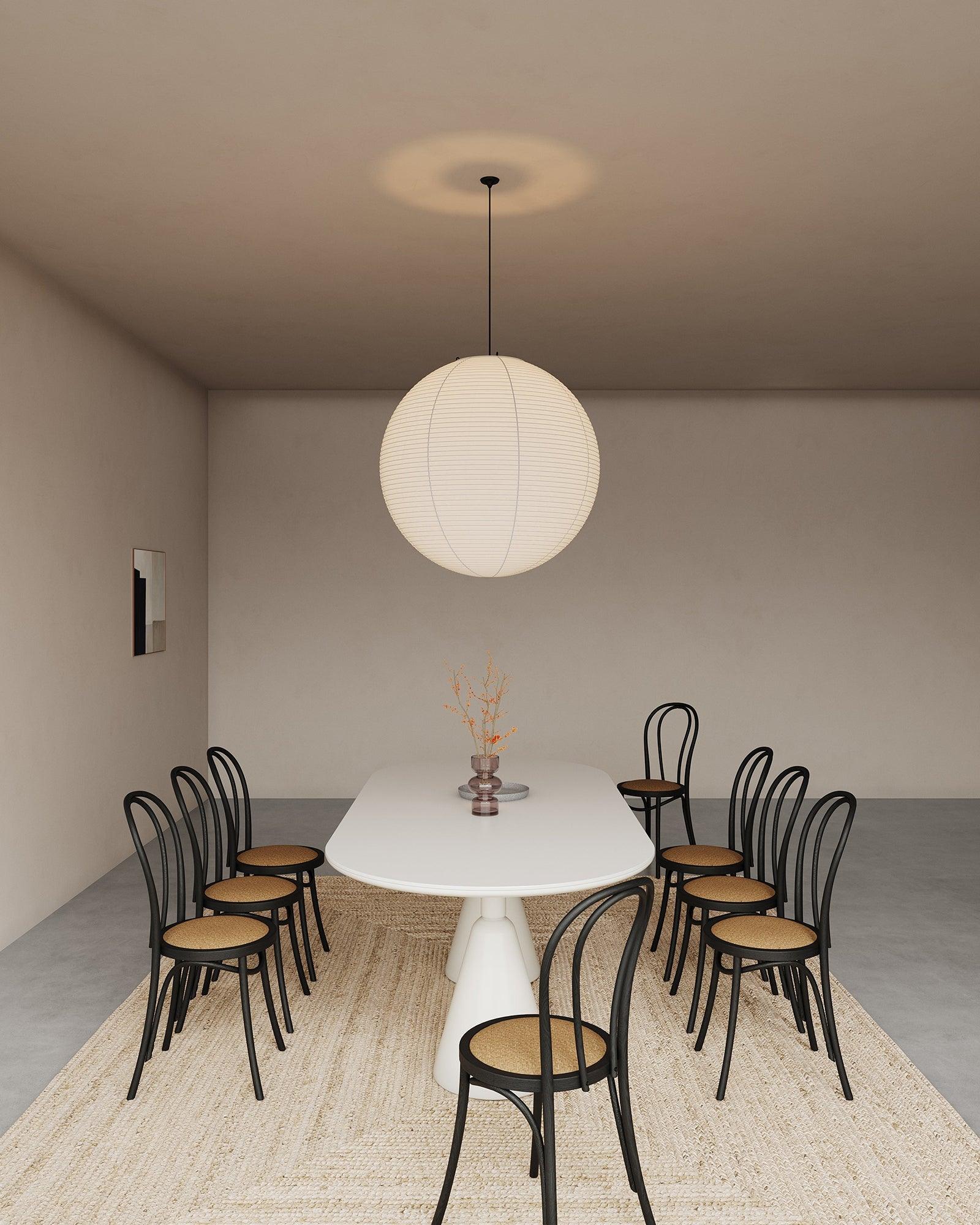 Washi Paper Round Pendant Lamp – Minimalist Lighting for Living Room
