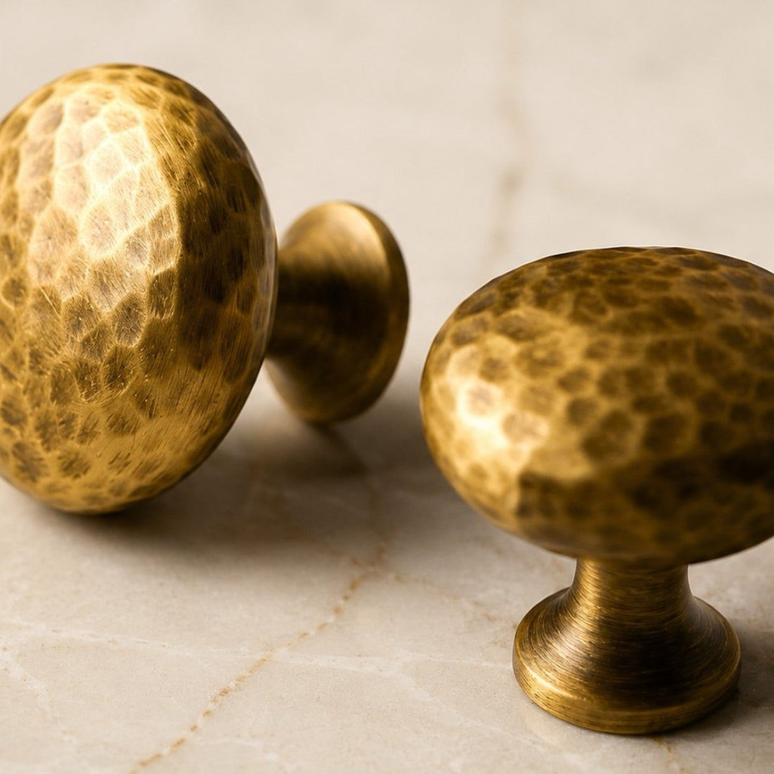 Hammered solid brass cabinet knob