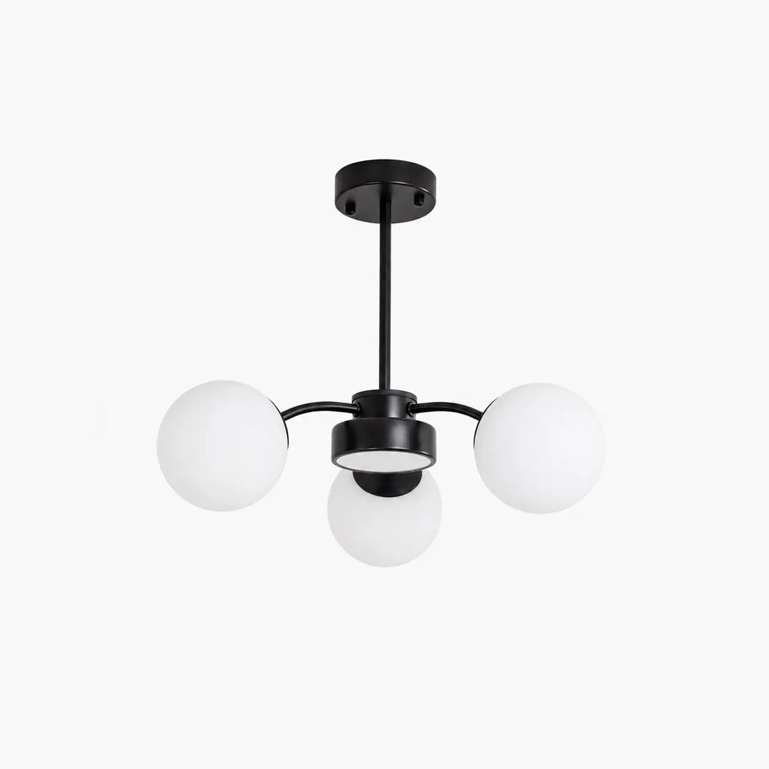 Modern milk glass chandelier with 3 lights in Black