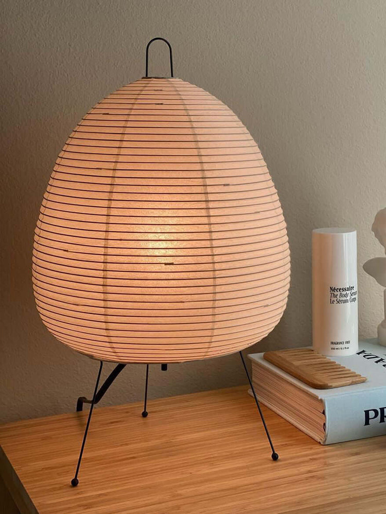 Japanisch inspirierte Papiertischlampe – Maulbeerpapierlampe fürs Schlafzimmer