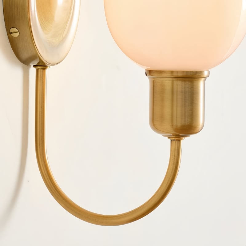 Tracian Wall Sconce - Curved Arm with Glass or Linen Shade for Bedroom
