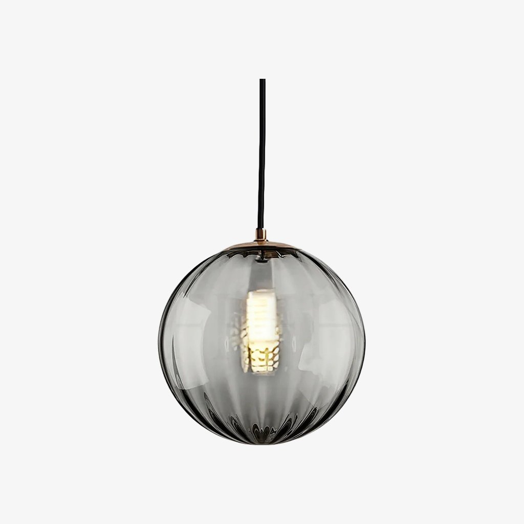 Lunorie Iron Metal Glass Globe Pendant Light – Sculpted Adjustable Pendant for Dining Spaces