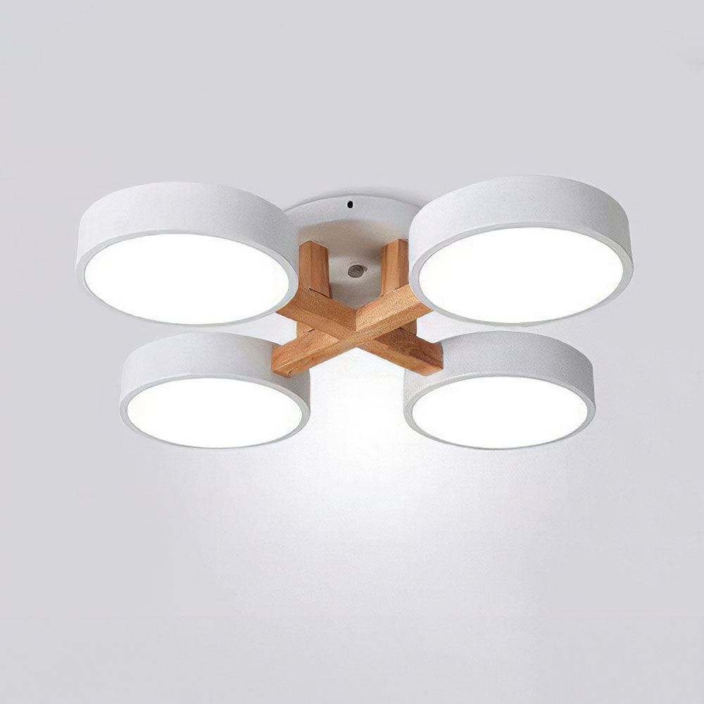 LED Ceiling Light – Modern Iron Wood Fixture for Bedroom Ambiance