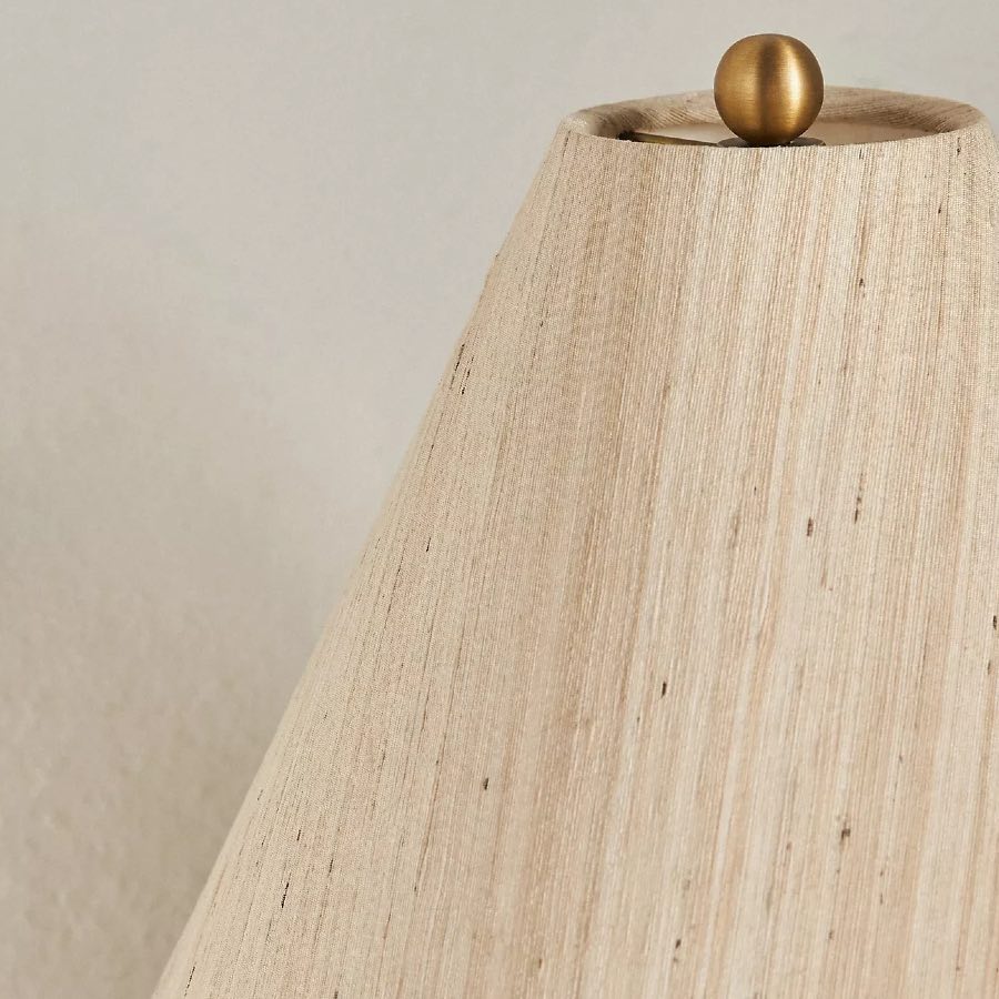 Ceruna Ceramic Table Lamp - Tapered Linen Shade Wax Resist for Bedroom