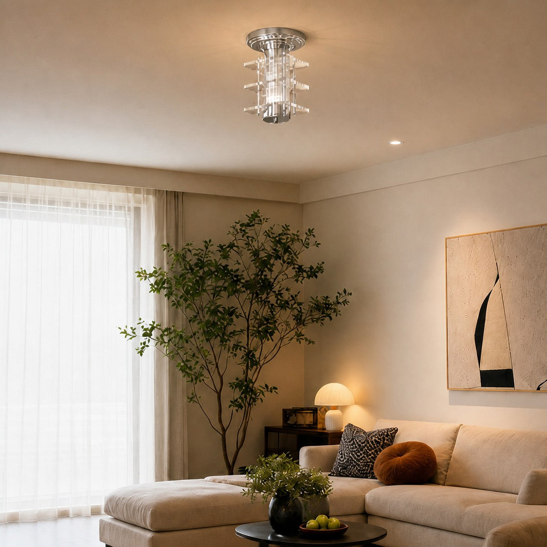 Bauhaus Acrylic Chrome Flush Mount Ceiling Lamp