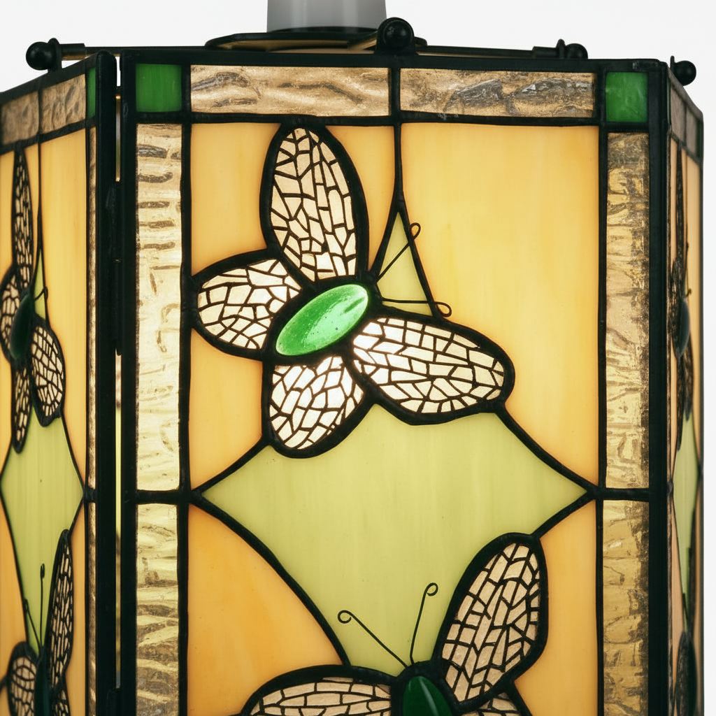 TF Butterfly Pendant Lamp — Artistic Stained Glass Pendant Light for Living Room or Bedroom