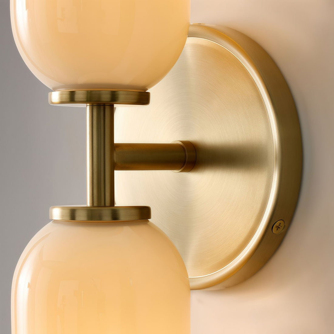 Vega Glass 2 Light Wall Sconce with Champagne Glass Shades - Modern Metal Frame Wall Light for Bathroom & Hallway