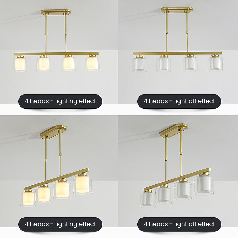 Kitchen Island Pendant Light - Modern Adjustable Height Glass Lighting