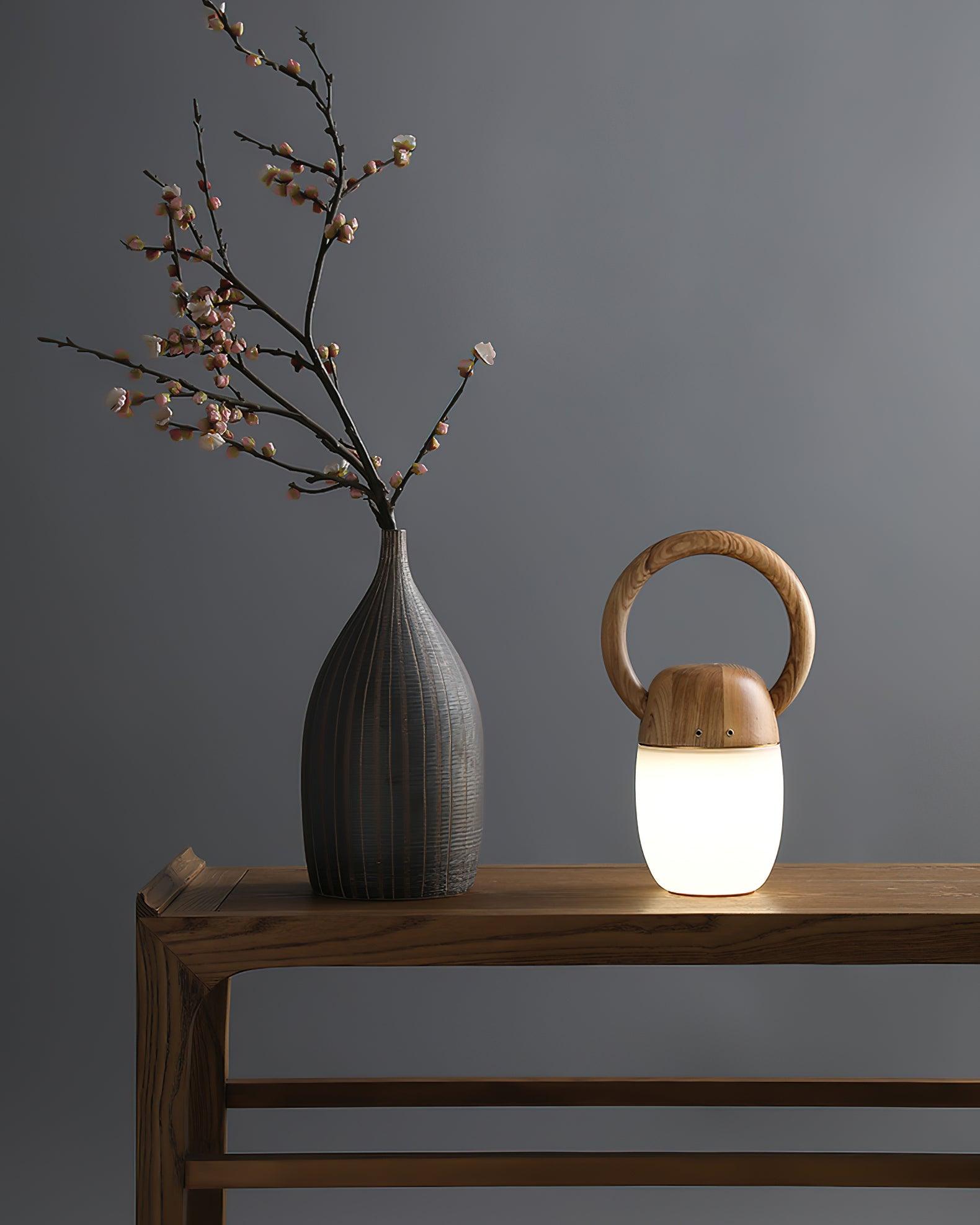 Zen Buddha Tischlampe – Wiederaufladbare LED-Lampe aus Holz für Zuhause und Büro