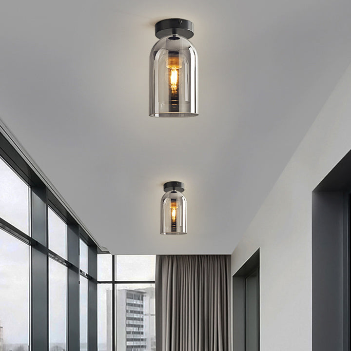Contemporary Glass Ceiling Fixture – Semi-Flush Modern Lighting