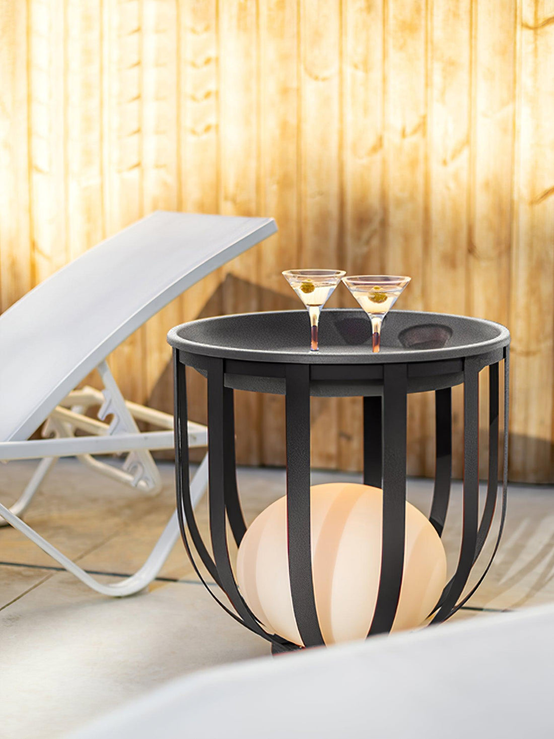 Garden Outdoor Floor Lamp - Dimmable LED Light with Tray & Flower Pot