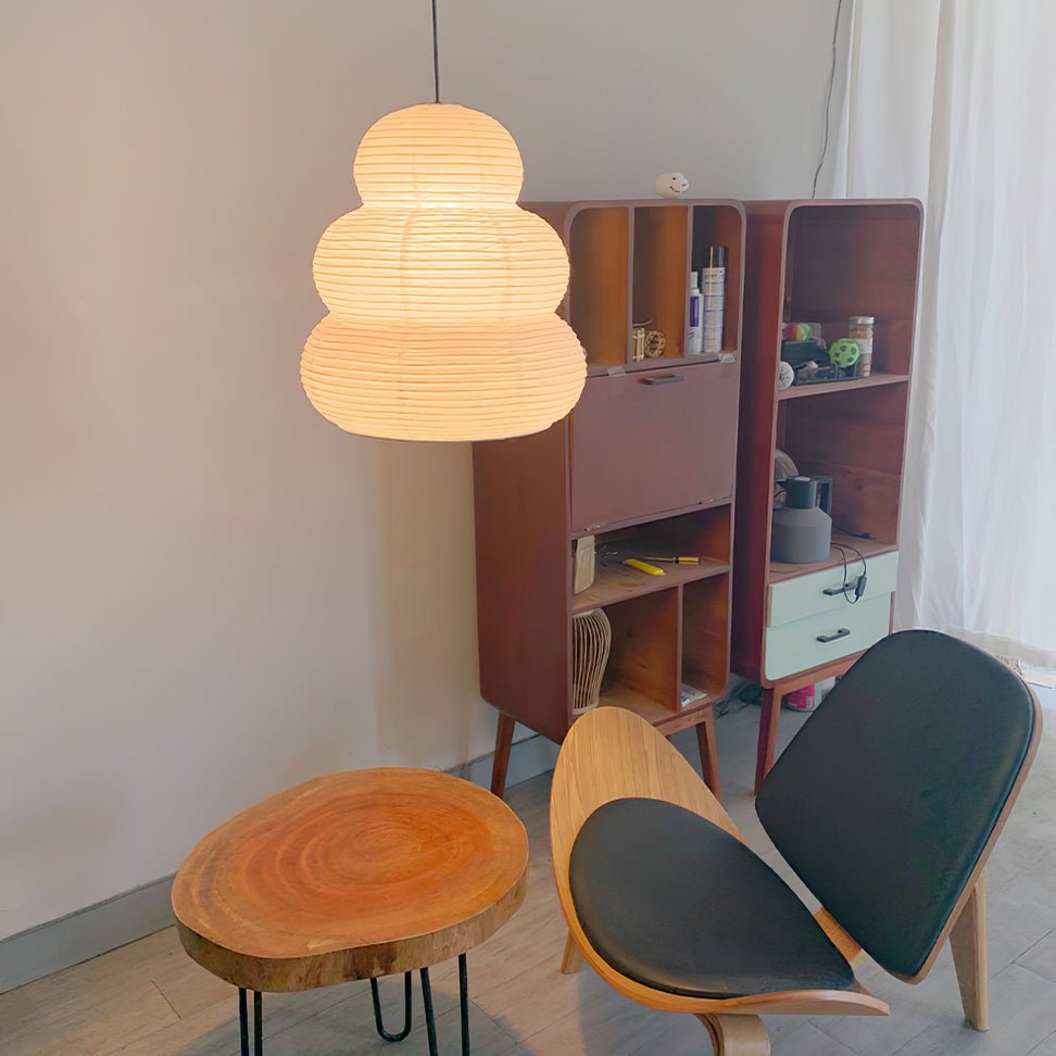 Beige Mulberry Paper Swag Pendant Light