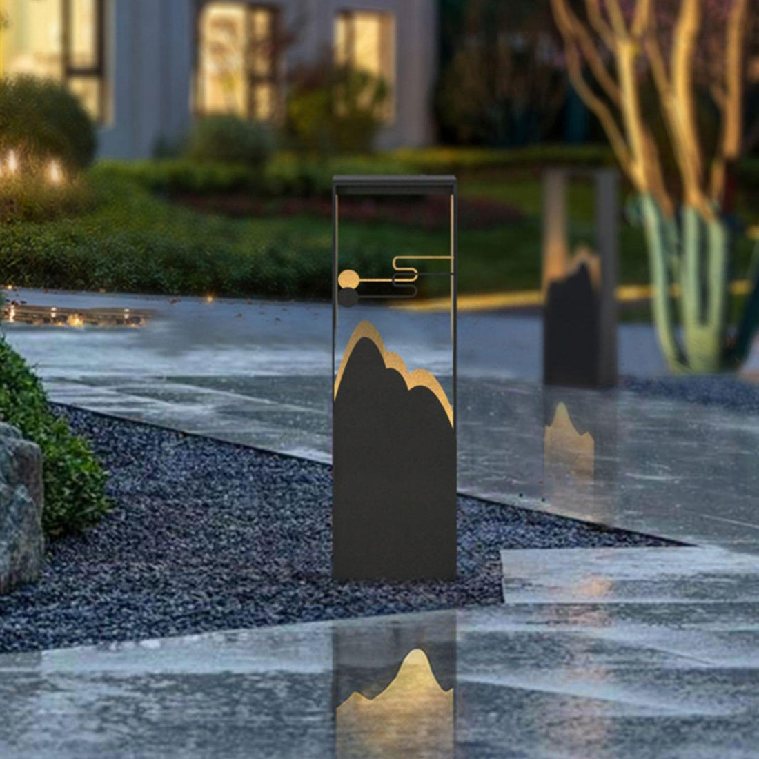 Modern Solar Outdoor Light - Square Lamp Stainless Steel for Garden