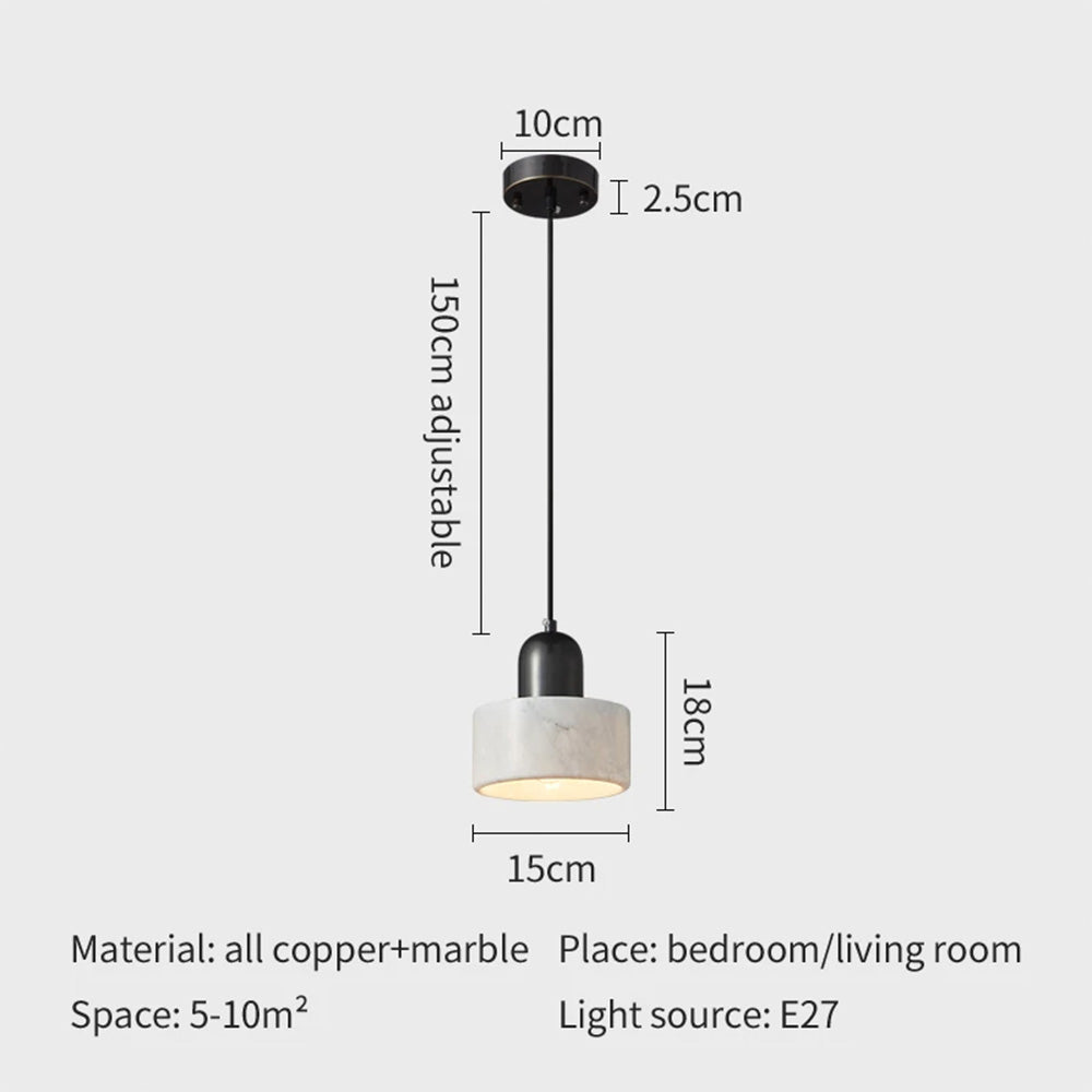 Modern Marble Pendant Lamp - Green Cylindrical Light for Dining Area