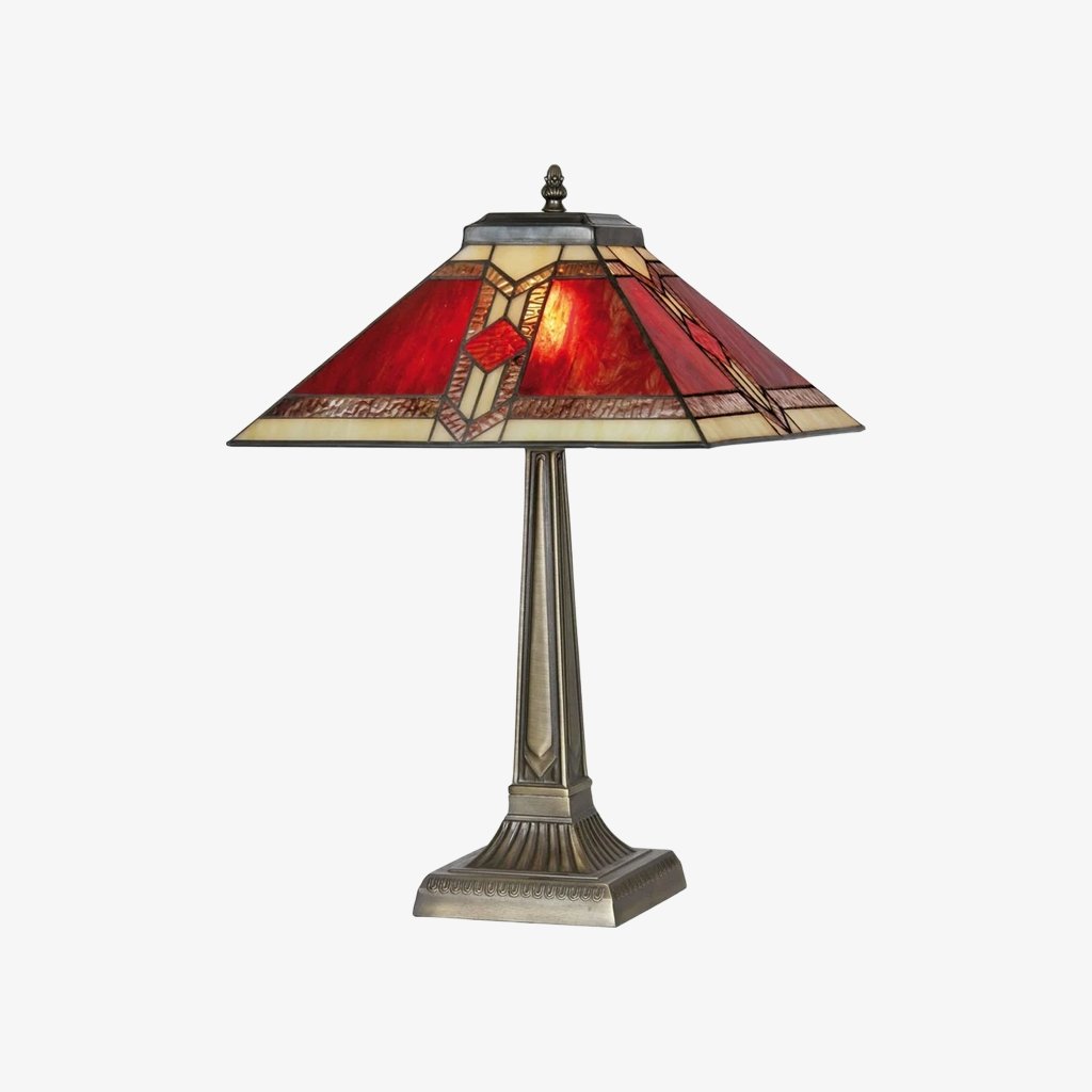 TiffStar Tischleuchte aus Buntglas – Buntglas im Vintage-Stil, geeignet für Schlaf- und Wohnzimmer
