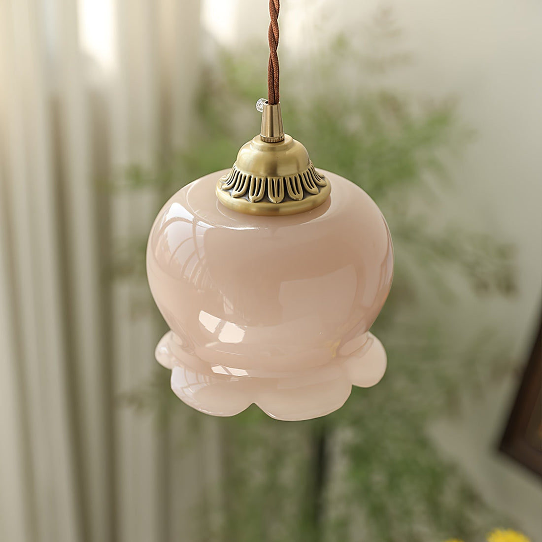Brass Resin Petal Plug-In Pendant