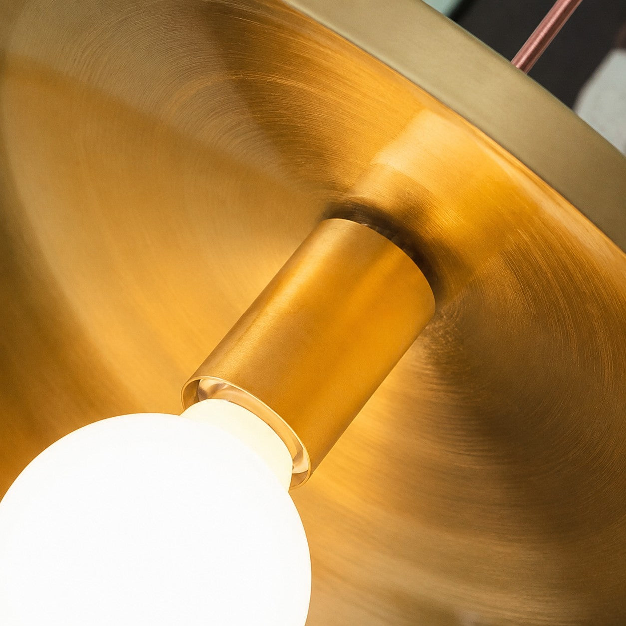 Copper shade underside and lamp holder with brushed brass finish