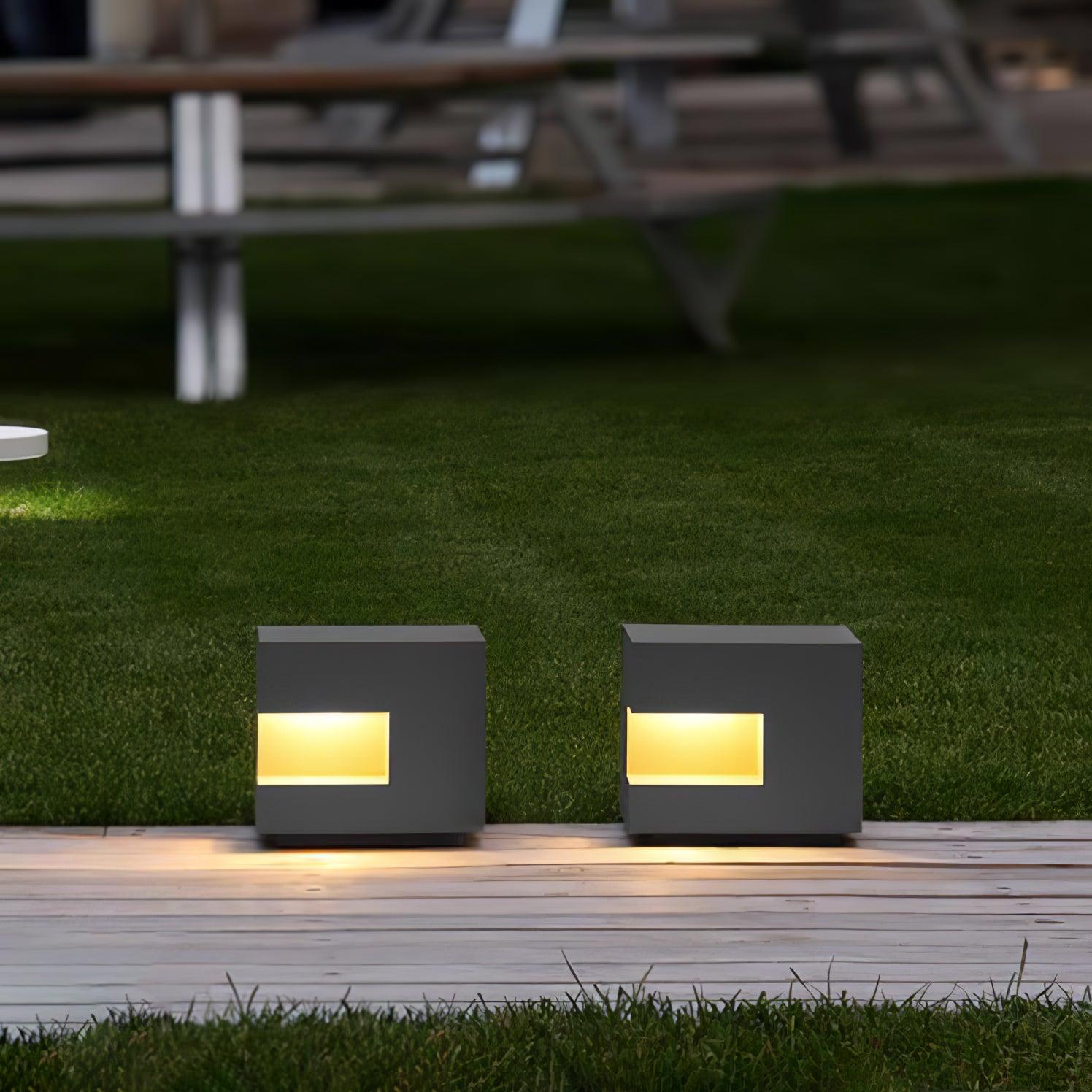 Cube Post Outdoor Light - Cube Outdoor Lamp Great for Courtyards